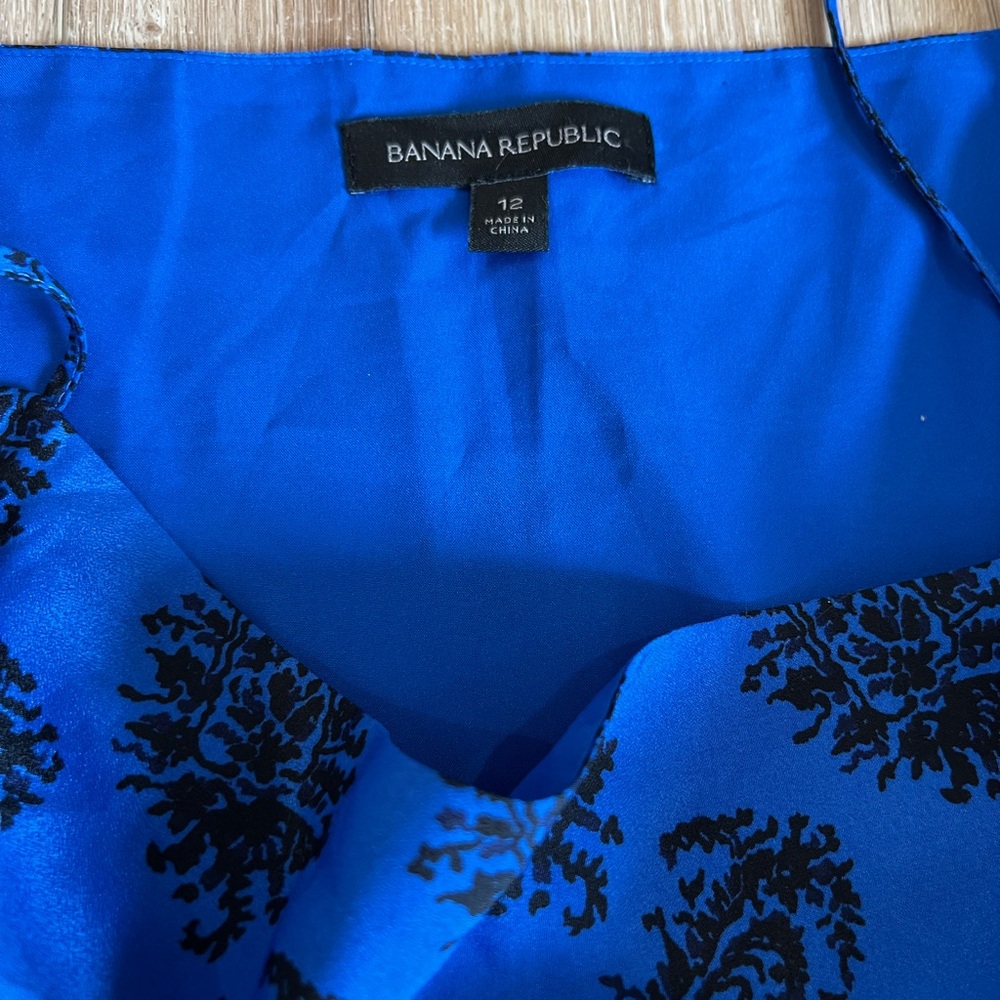 Banana Republic Royal Blue Dress with Black Floral Design - Picture 3 of 3
